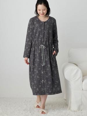 ワッフルフェイス裏起毛花柄ネグリジェRosemadame(ローズマダム)