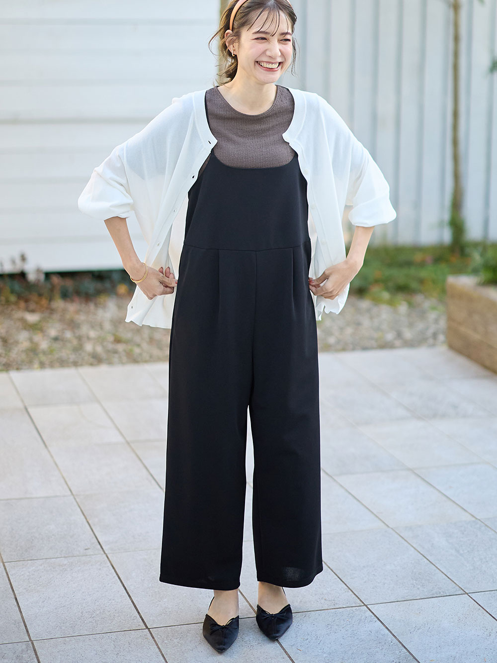 ジョーゼット風カットソーサロペット