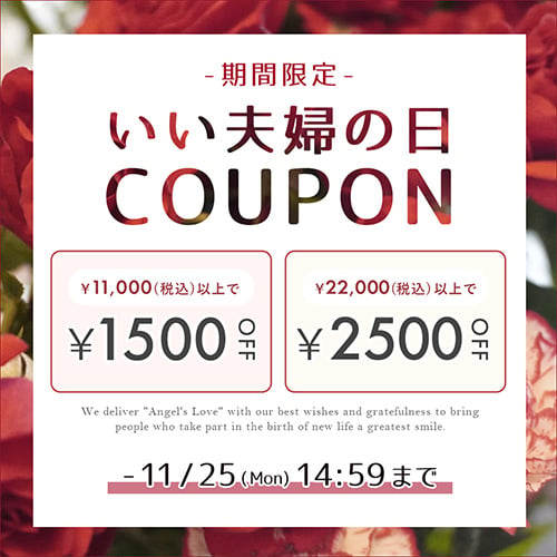 【期間限定】MAX2,500円OFF いい夫婦の日クーポンプレゼント!