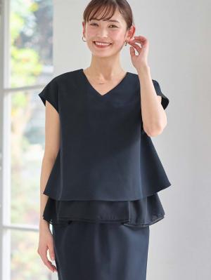 ストレッチジョーゼットフレンチスリーブトップス マタニティ・授乳服