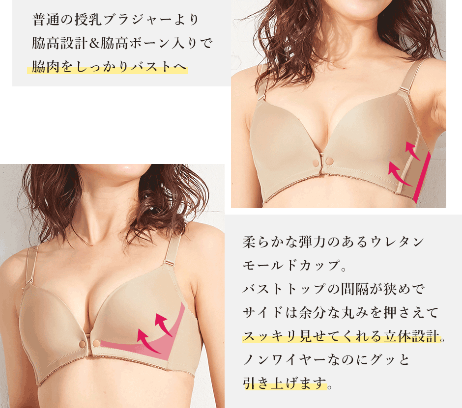 お試しプライス ラクして美胸 ノンワイヤー脇高 授乳 マタニティ ブラジャー マタニティウェア 授乳服通販 エンジェリーベ 公式